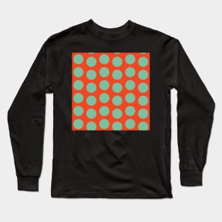 Coral Blue Polka Dot Offset Repeat Pattern Long Sleeve T-Shirt